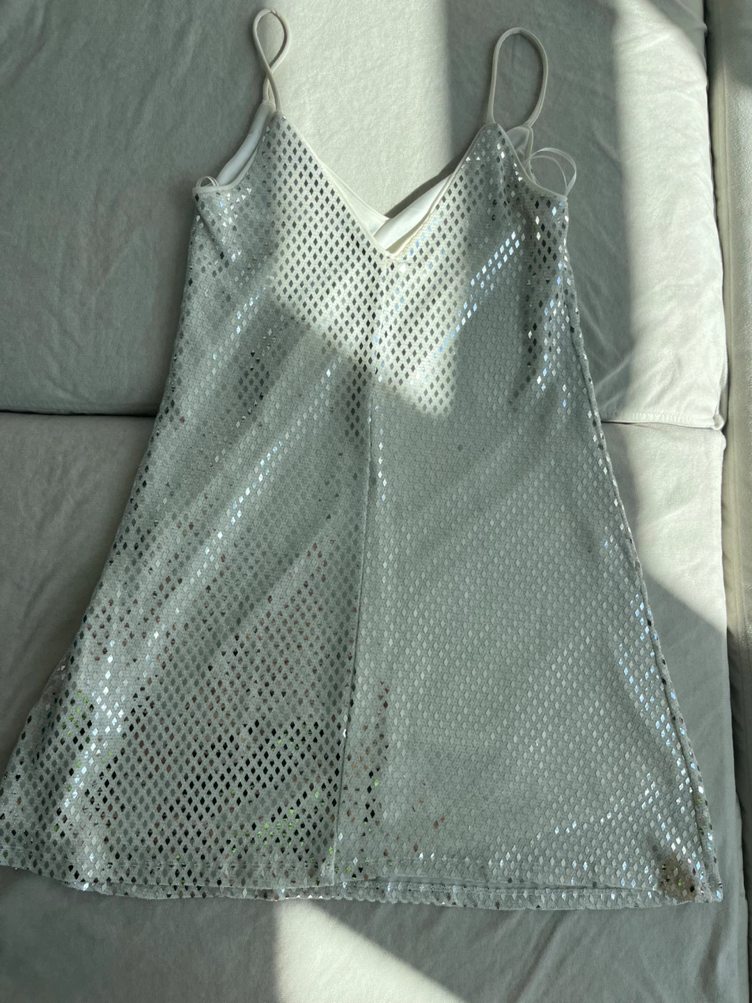 Silver Sequin Mini Dress