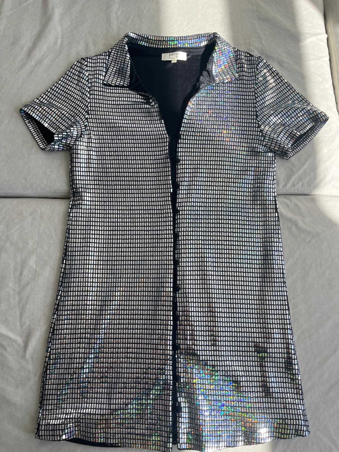 Koton Party Wear Sequin Shirt Dress