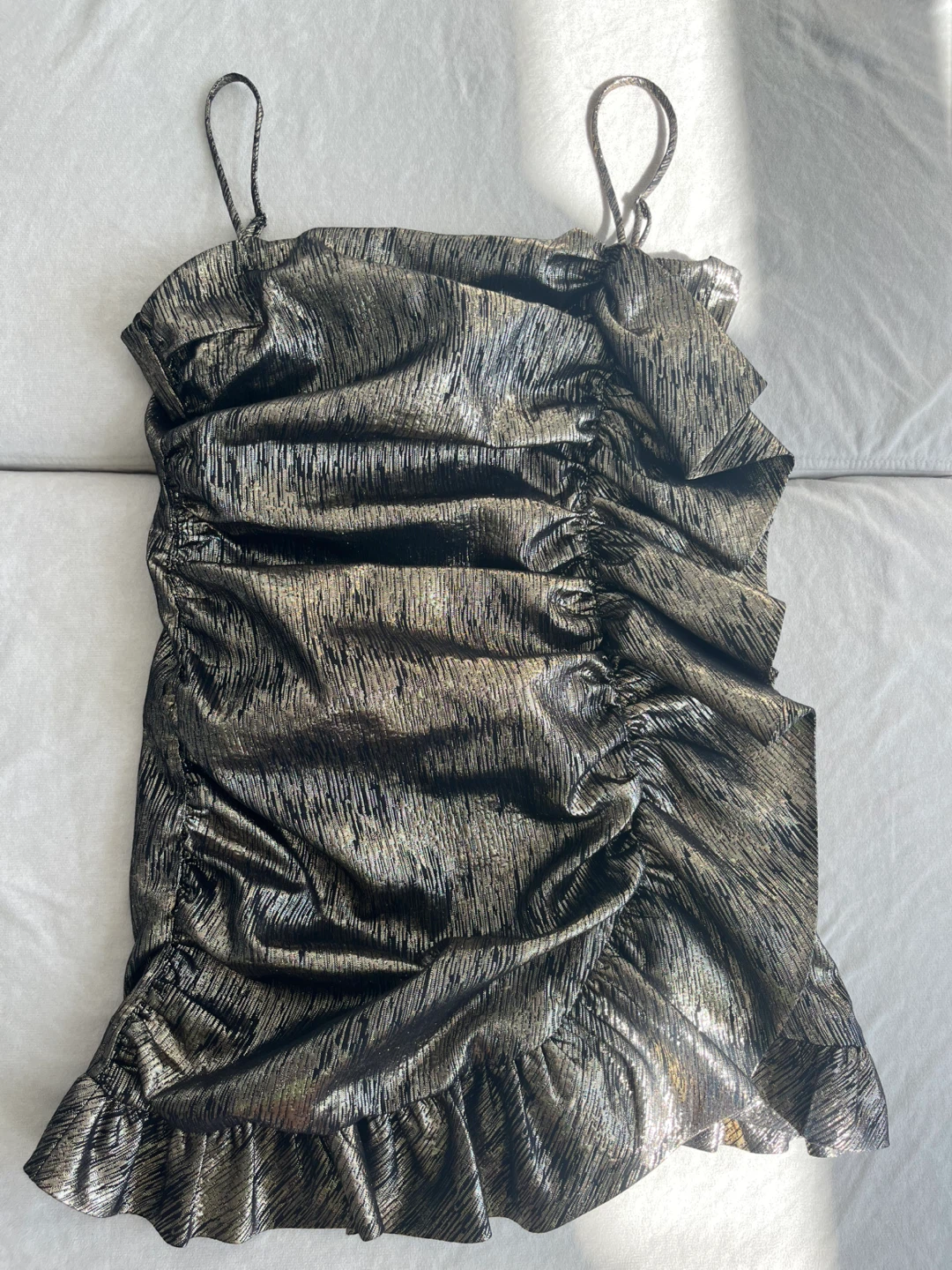 Zara Metallic Gold Ruched Dress