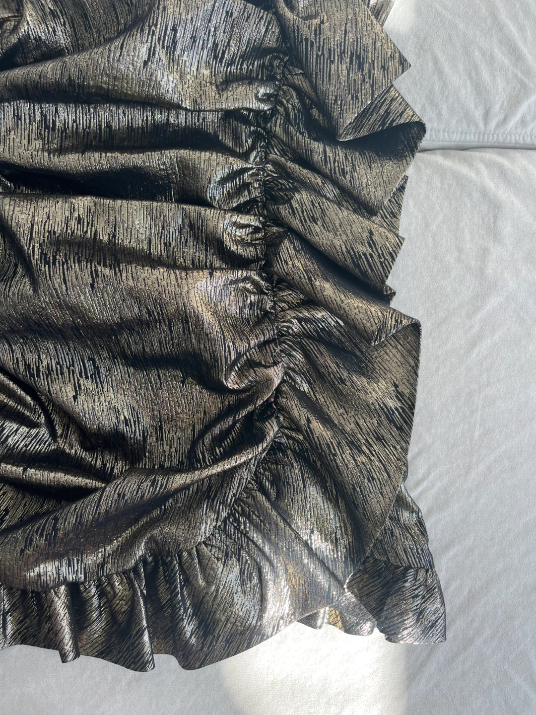 Zara Metallic Gold Ruched Dress - photo 2