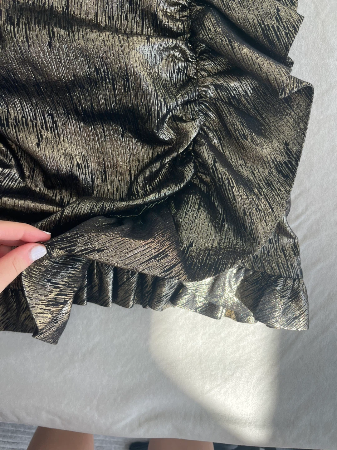 Zara Metallic Gold Ruched Dress - photo 3