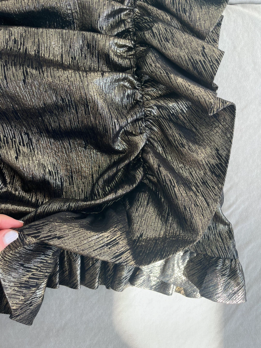 Zara Metallic Gold Ruched Dress - photo 5