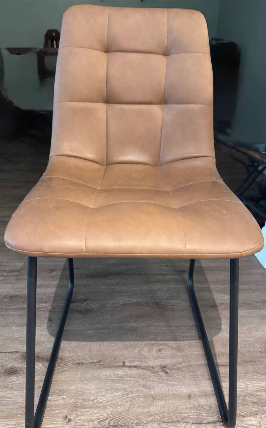Modern Tan Faux Leather Dining Chair - photo 2