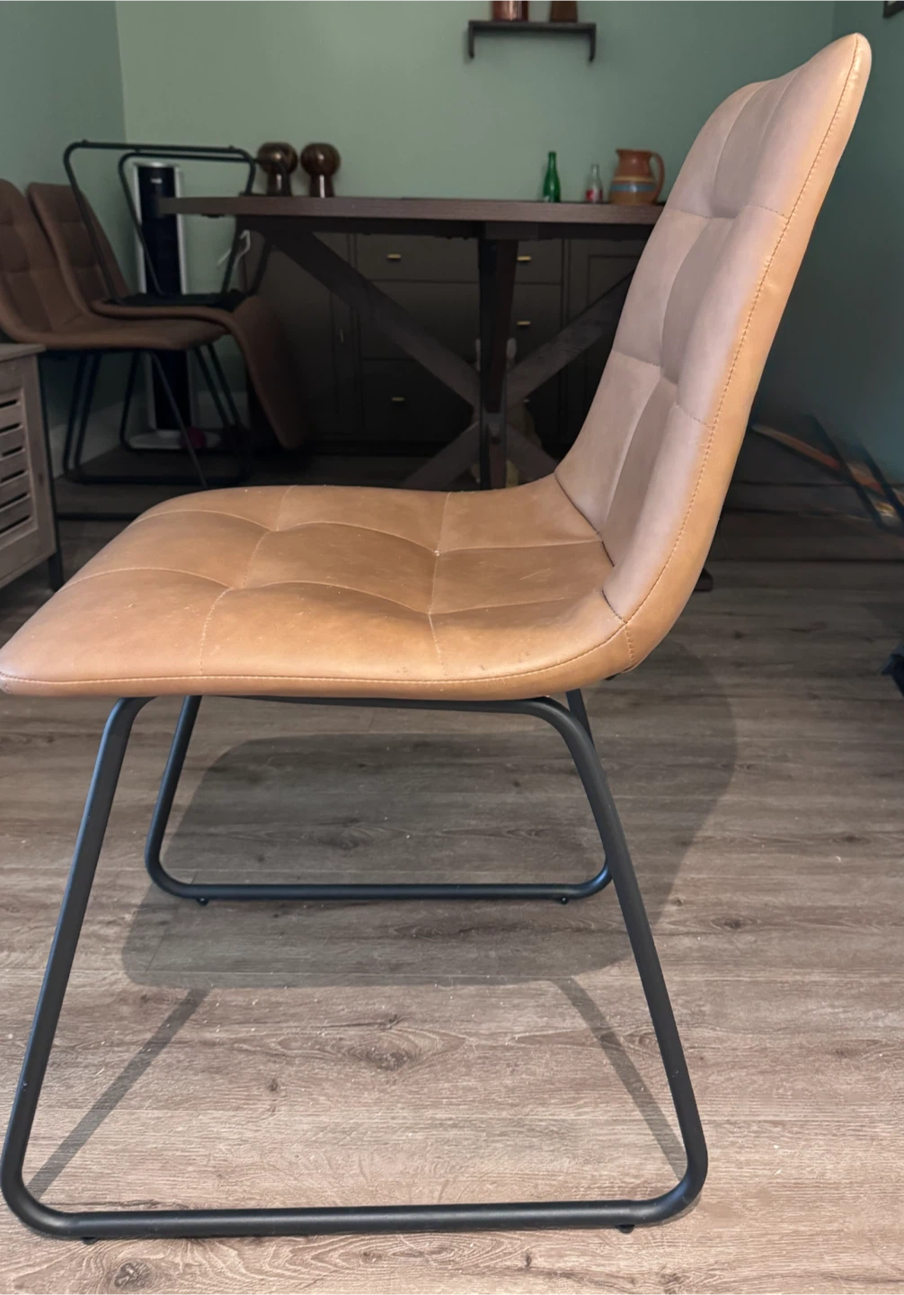 Modern Tan Faux Leather Dining Chair - photo 3