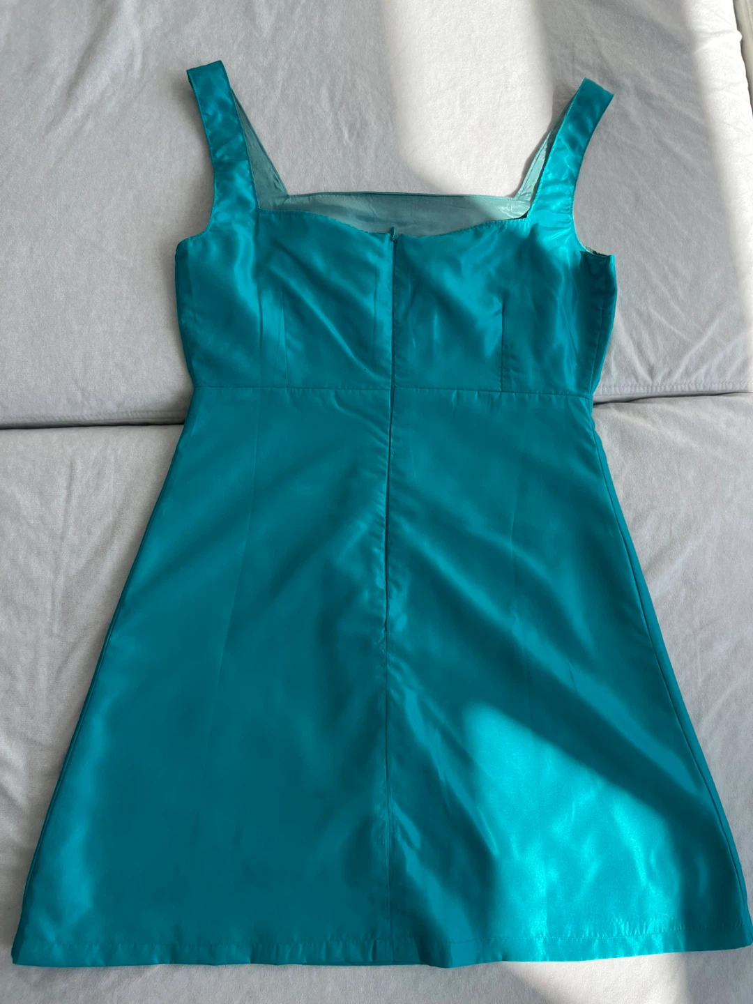 Teal Satin Mini Dress - photo 3