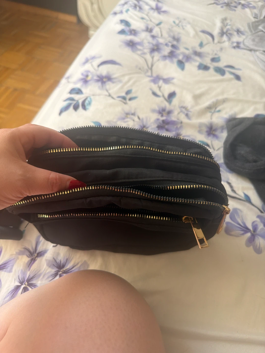 Black Multi-Zipper Crossbody Bag