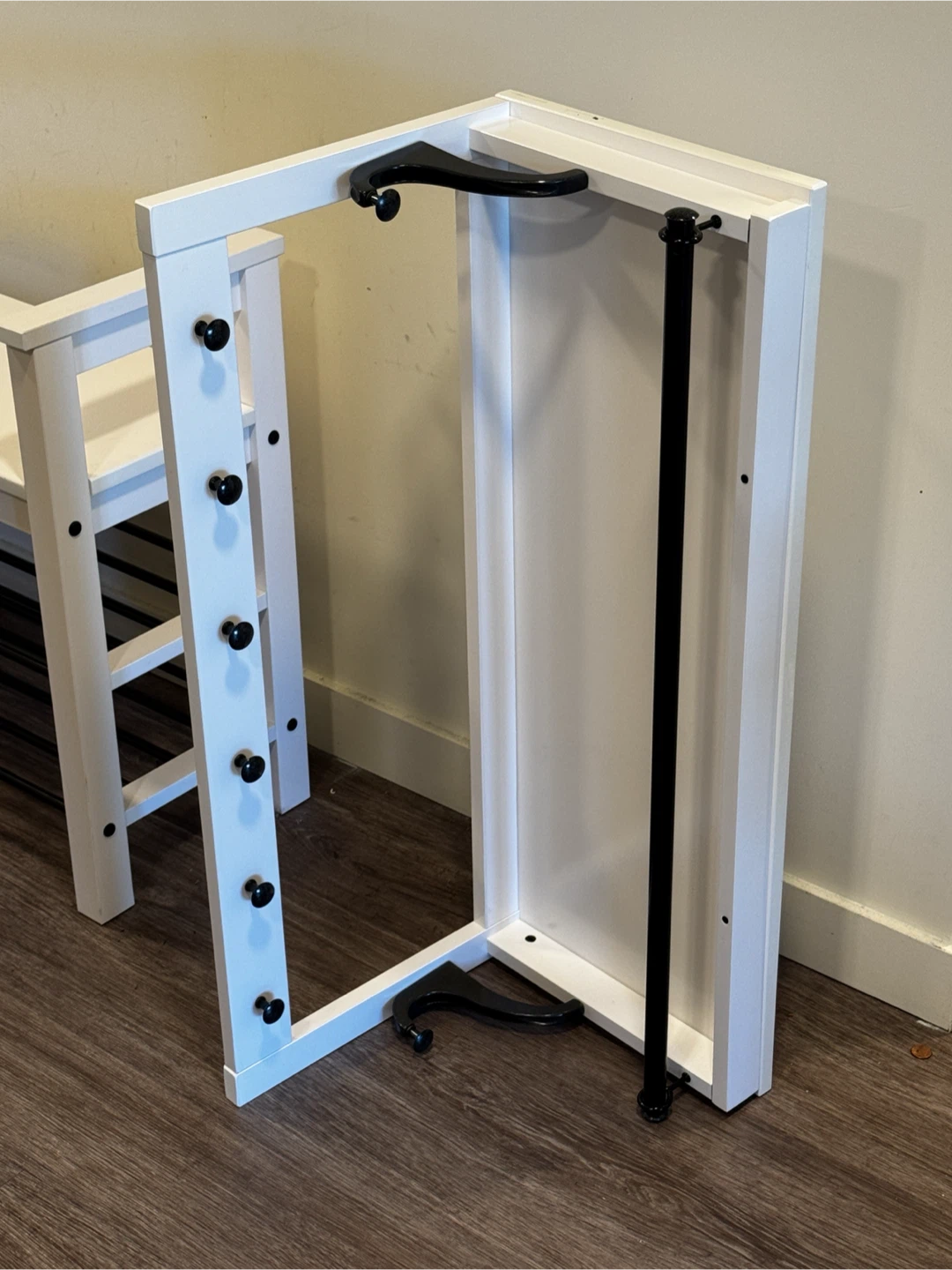White Entryway Shoe Bench with Coat Rack - photo 3
