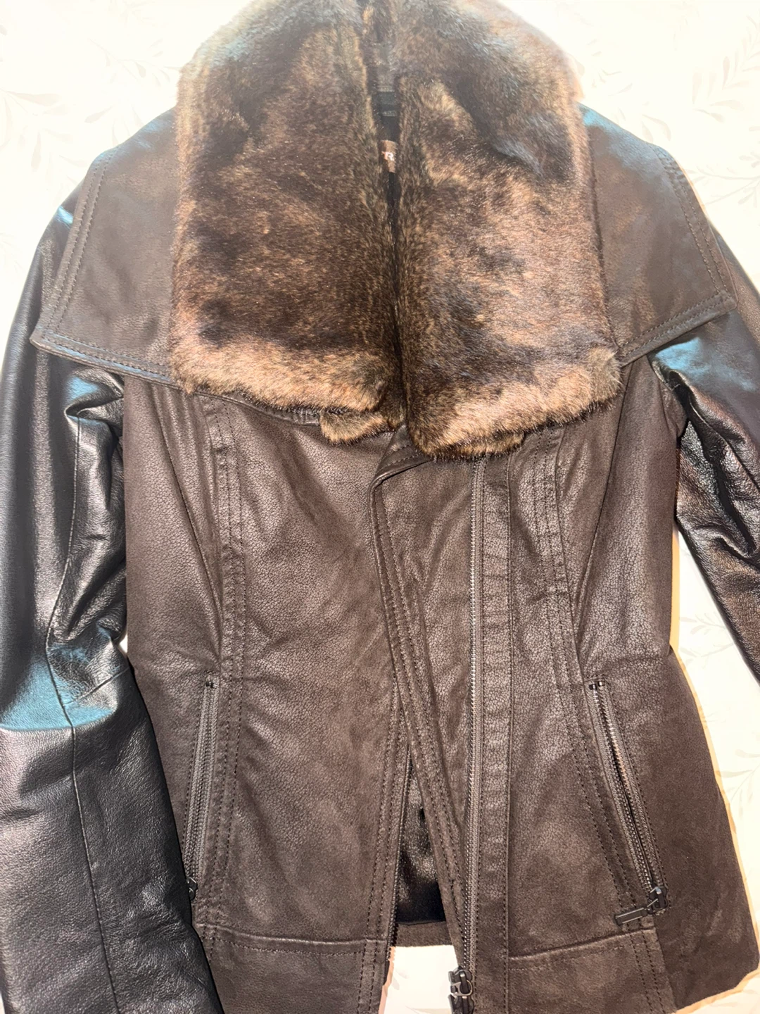 Danier Leather Jacket with  Fur Collar