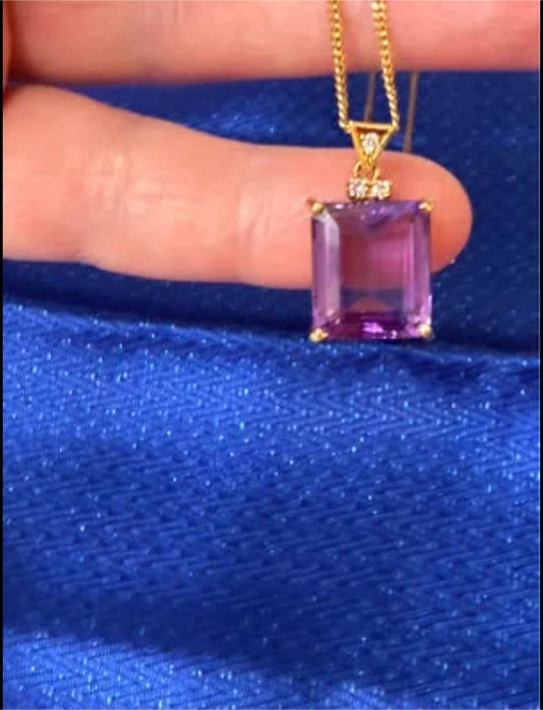 Gold Amethyst and Diamond Necklace chain 10k pendant 18k