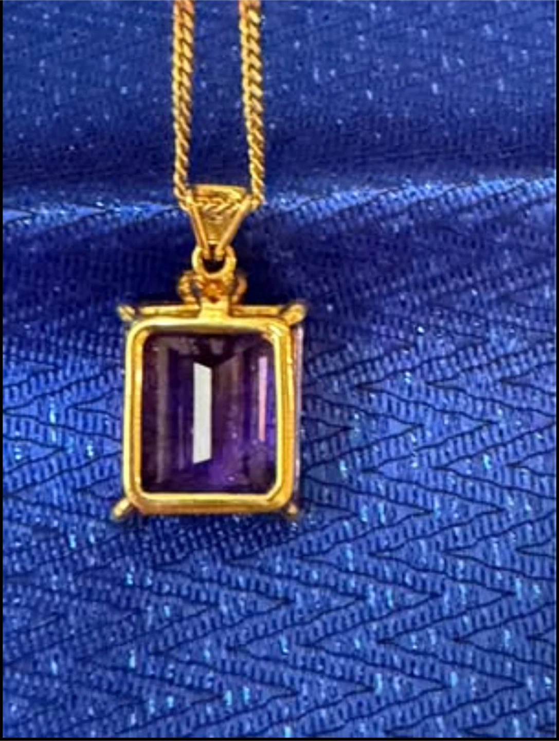 Gold Amethyst and Diamond Necklace chain 10k pendant 18k - photo 4