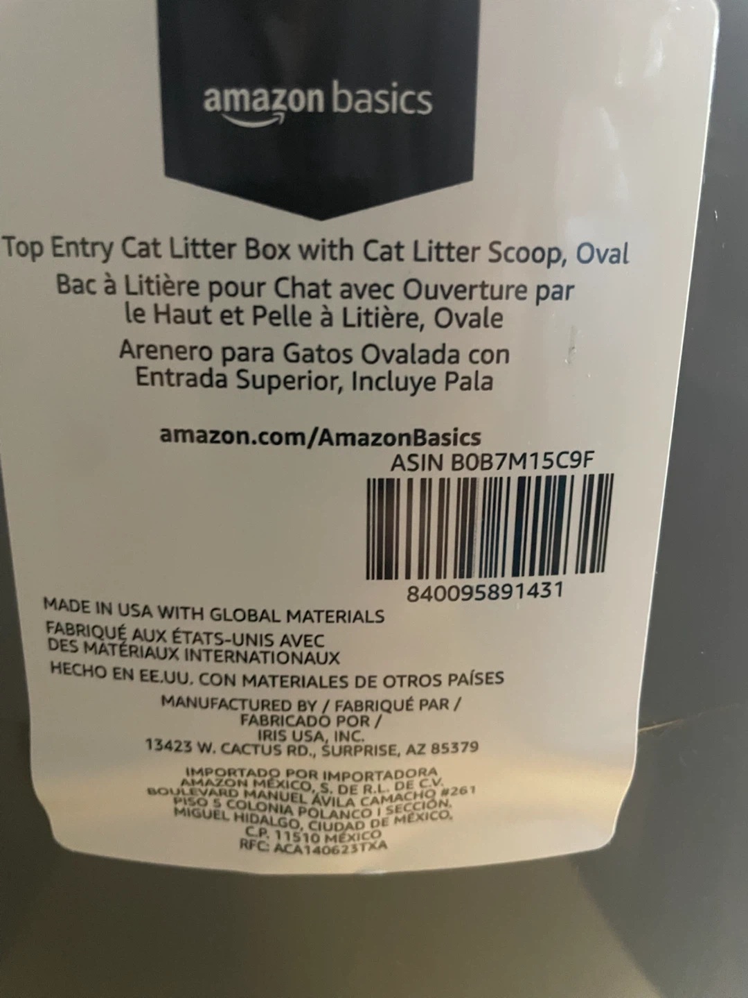 Amazon Basics Top Entry Oval Cat Litter Box