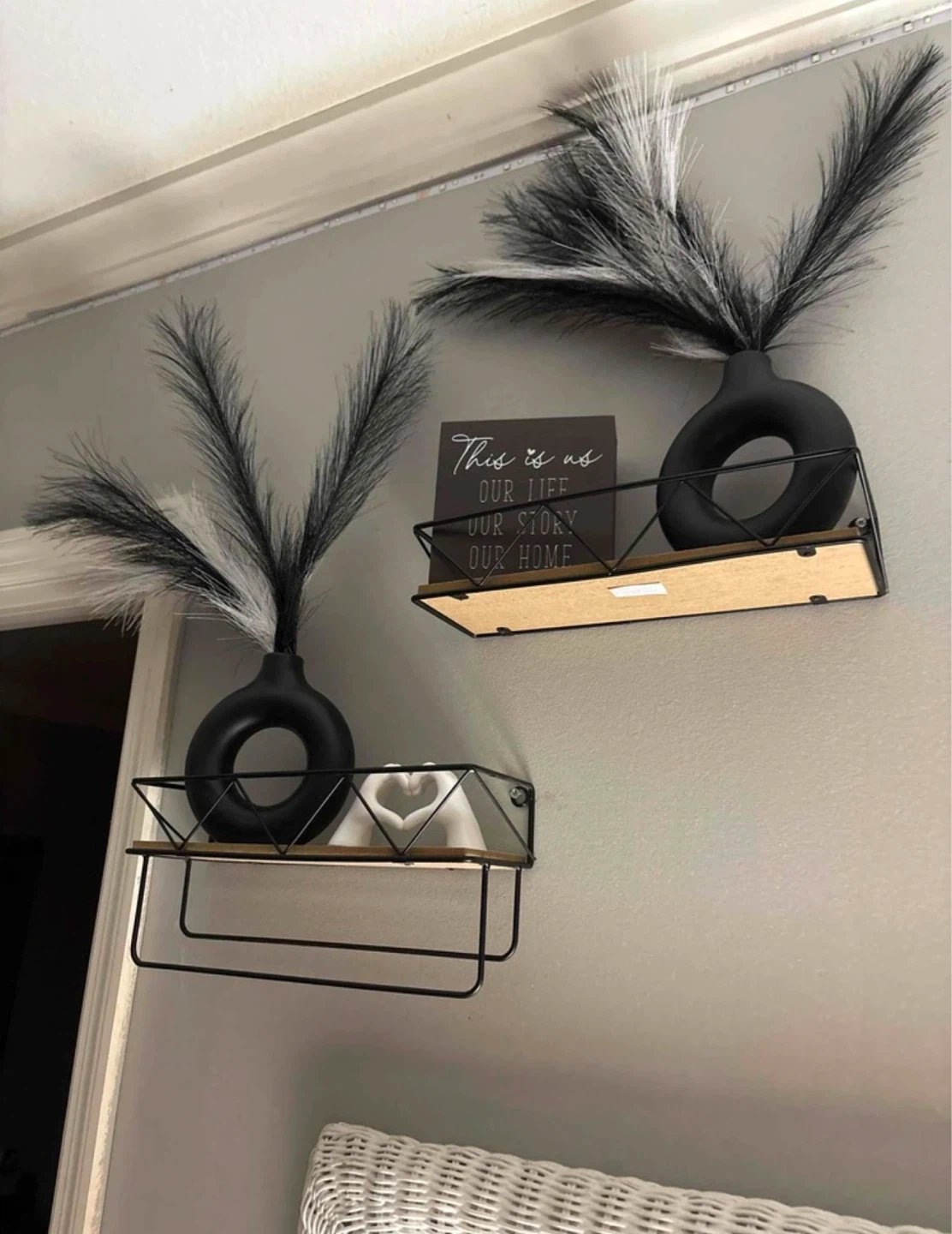 Set of 2 Matte Black Donut Vases - photo 2