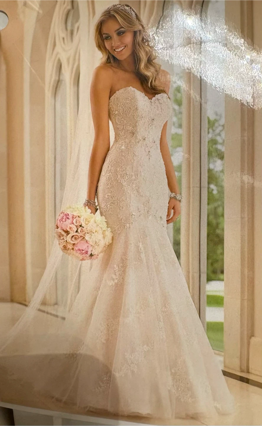 Strapless Lace Mermaid Wedding Dress with Embellishments
