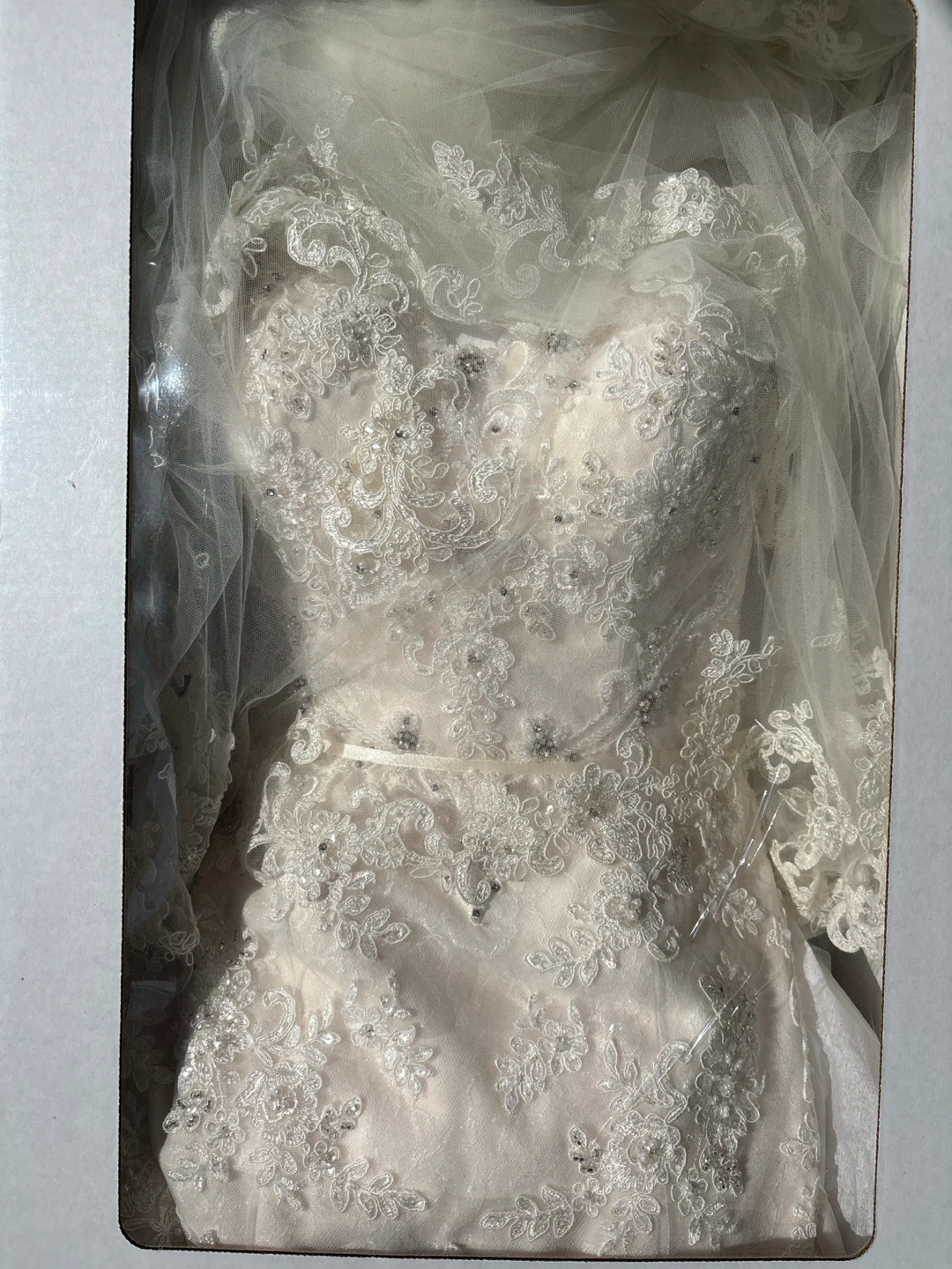 Strapless Lace Mermaid Wedding Dress with Embellishments - photo 2