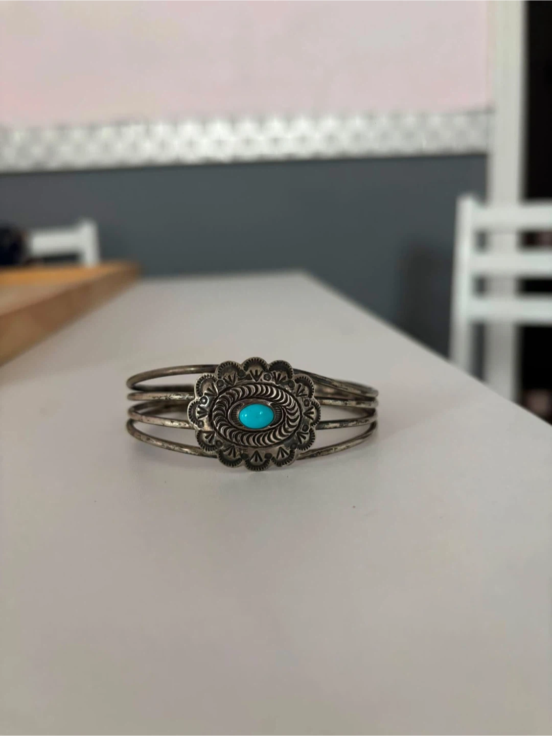 Vintage Alex Sanchez Southwestern Style Turquoise Cuff Bracelet
