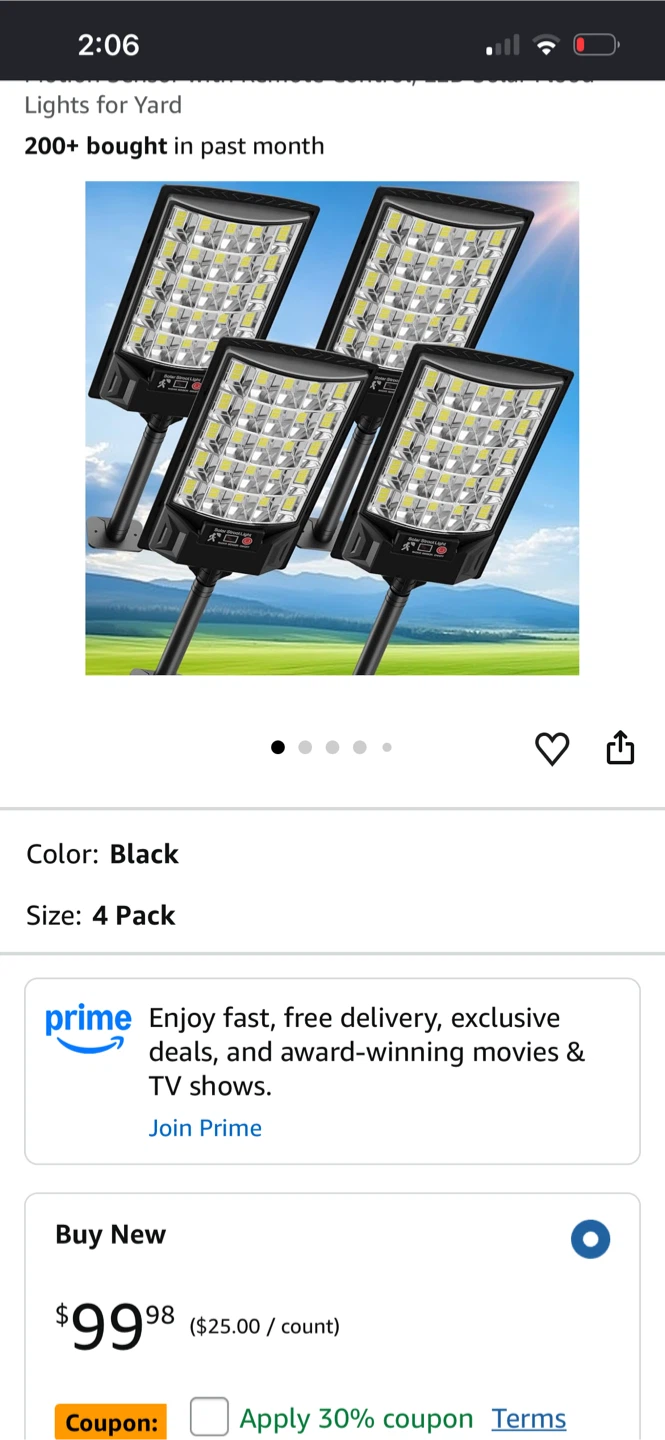 4 Pack LED Solar Flood Lights
