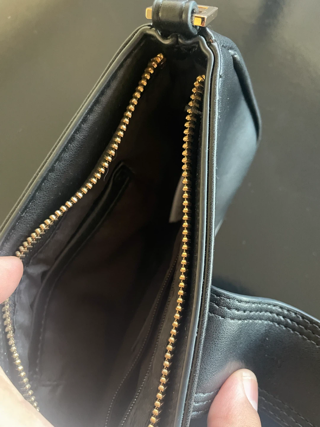 Black Handbag with Gold Chain Strap - photo 3