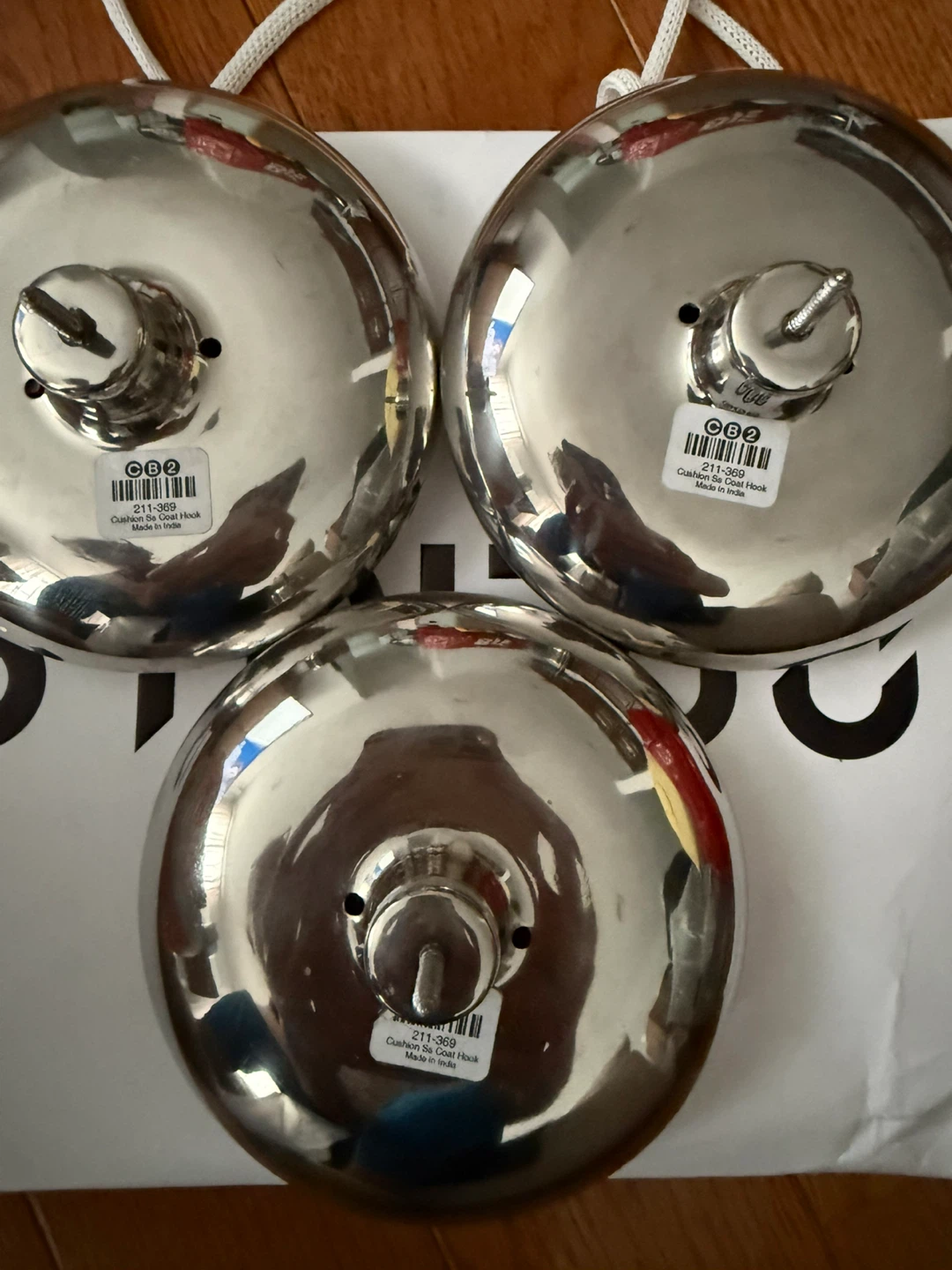 Set of 3 CB2 Cushion SS Coat Hooks - photo 2