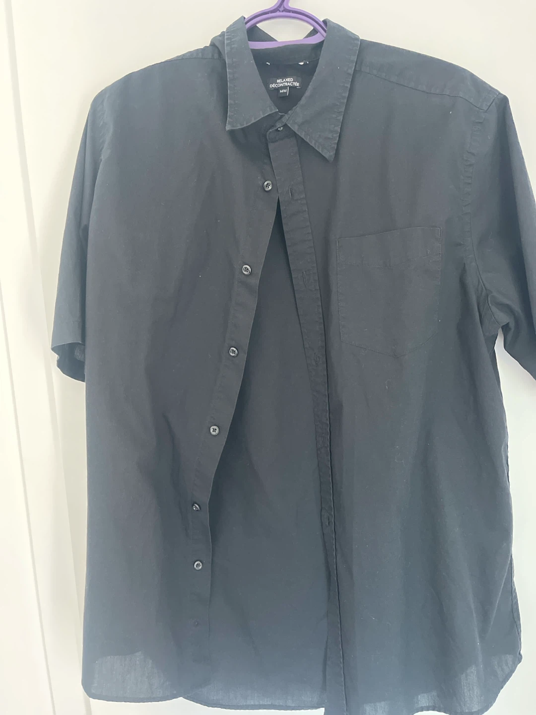 Black Short Sleeve Button-Down Shirt