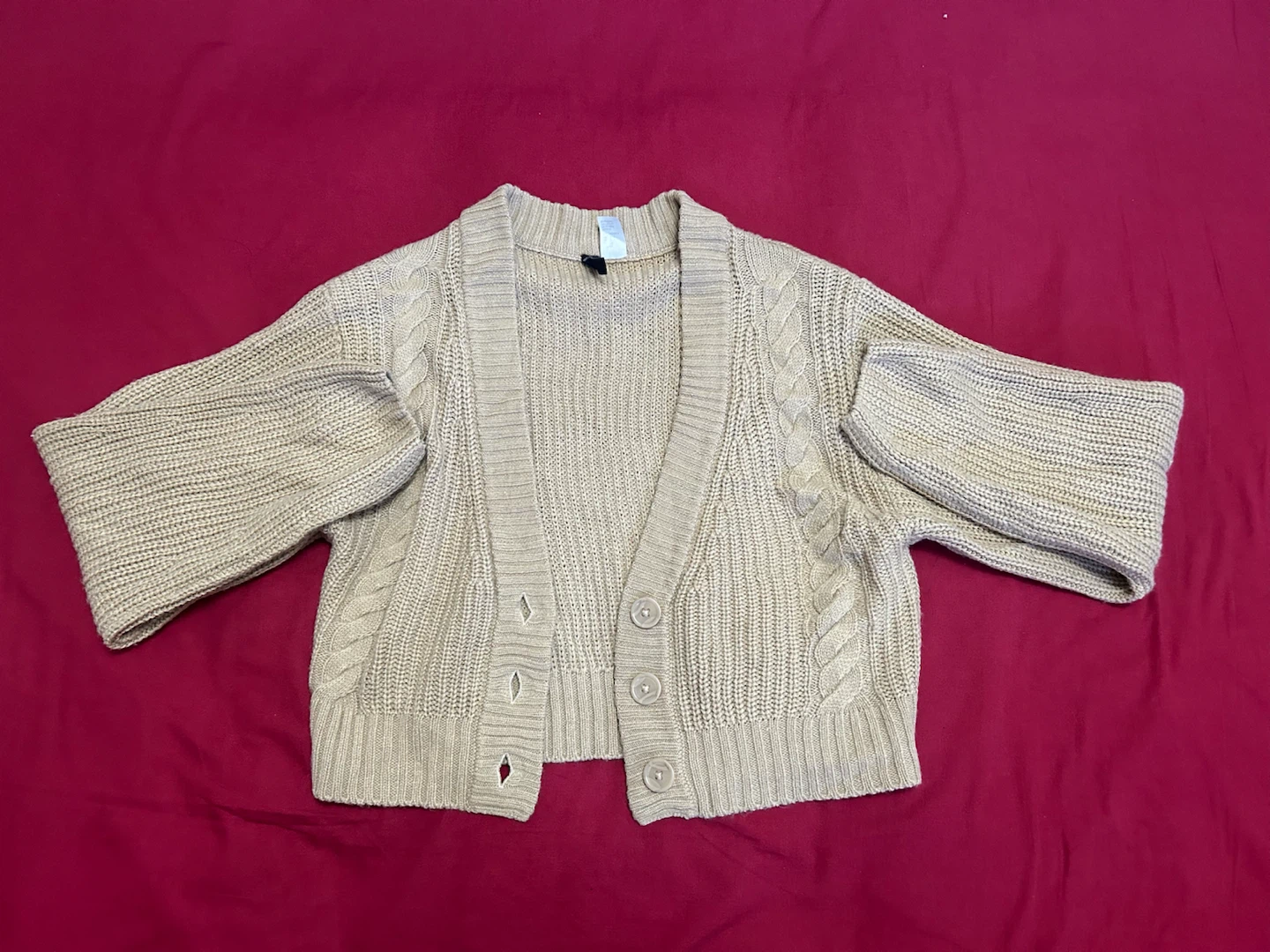 H&M Divided Beige Cable Knit Cardigan