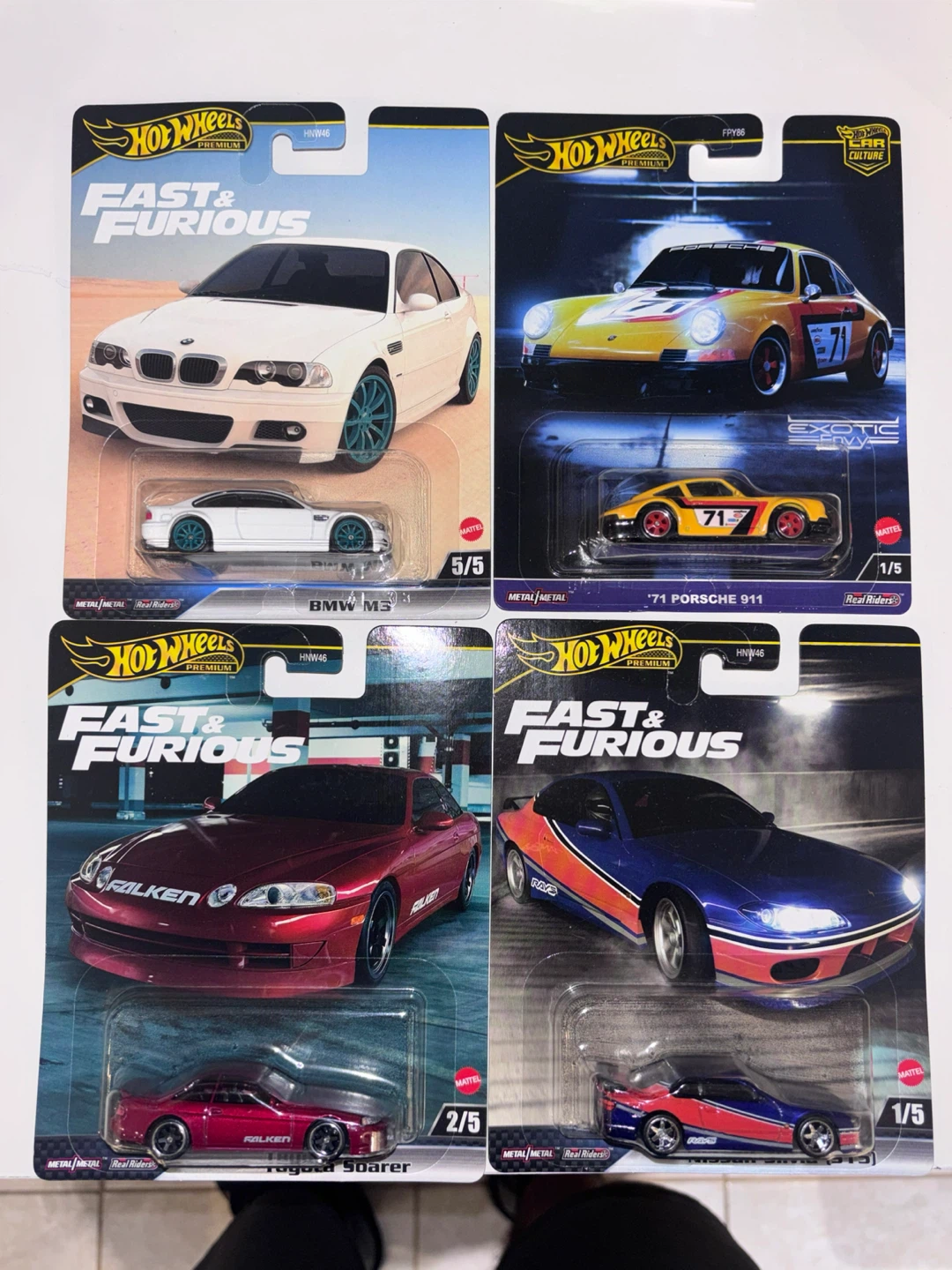 Set of 4 Hot Wheels Premium Diecast Cars