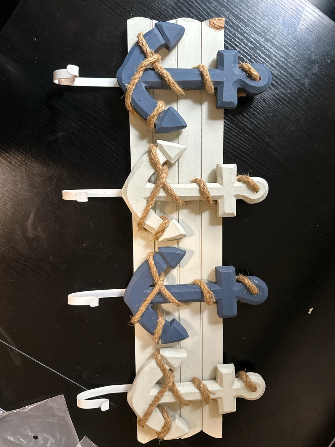 Nautical Anchor Wall Hook Rack and 3 Coastal Canvases - photo 2