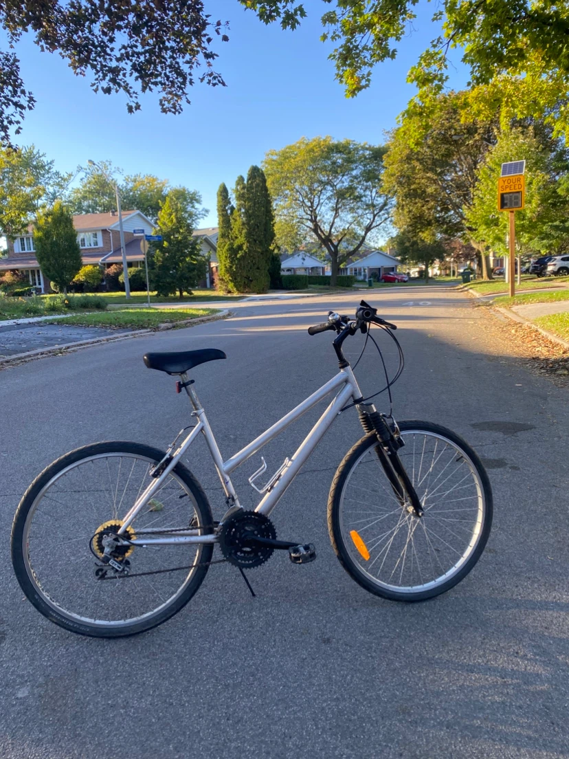 Silver Hybrid Bicycle