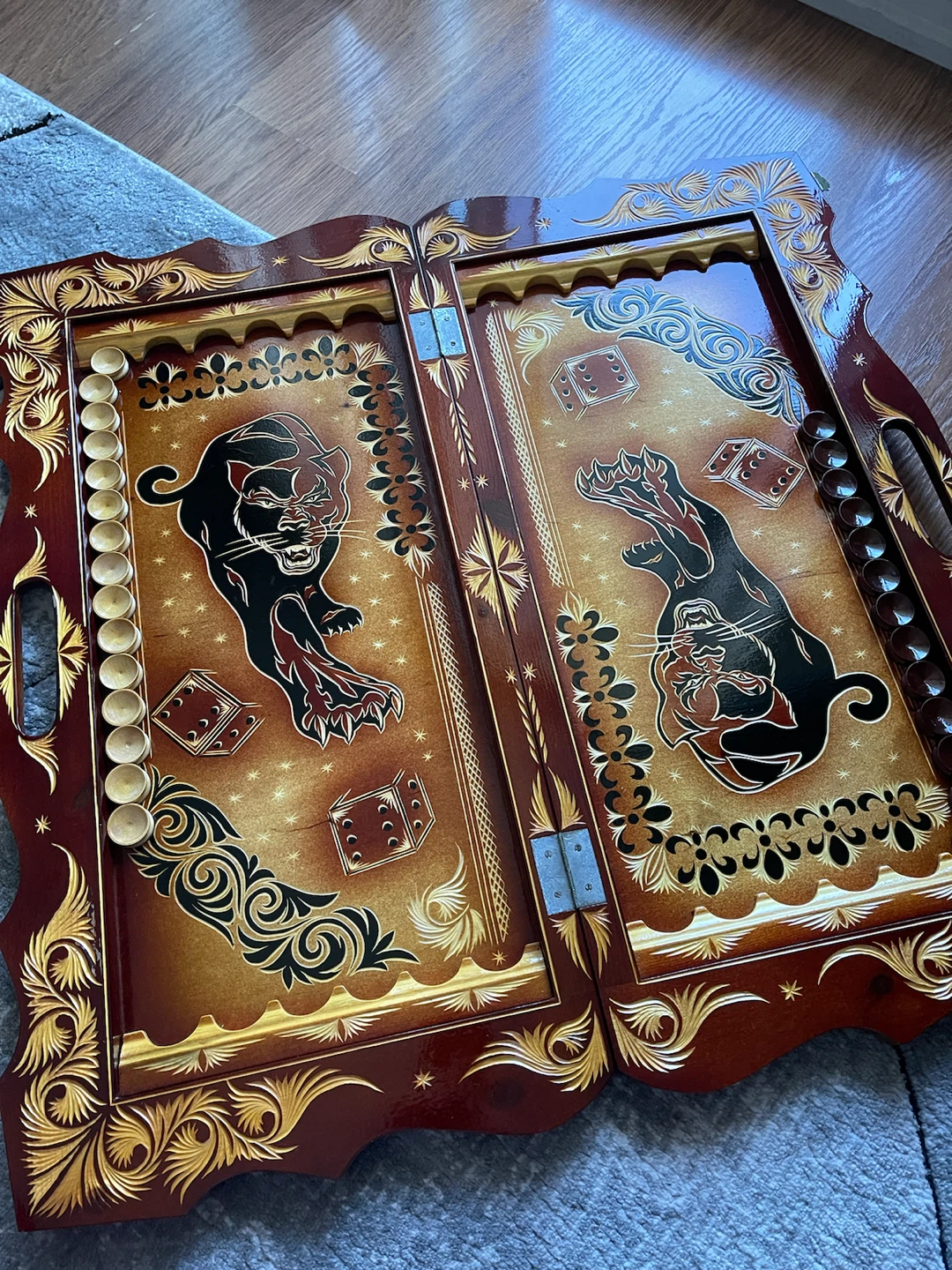Handcrafted Wooden Chess and Backgammon Set - photo 2