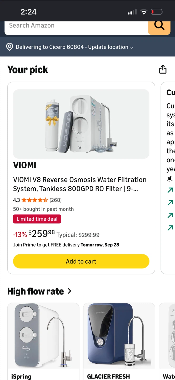 VIOMI V8 Reverse Osmosis Water Filtration System