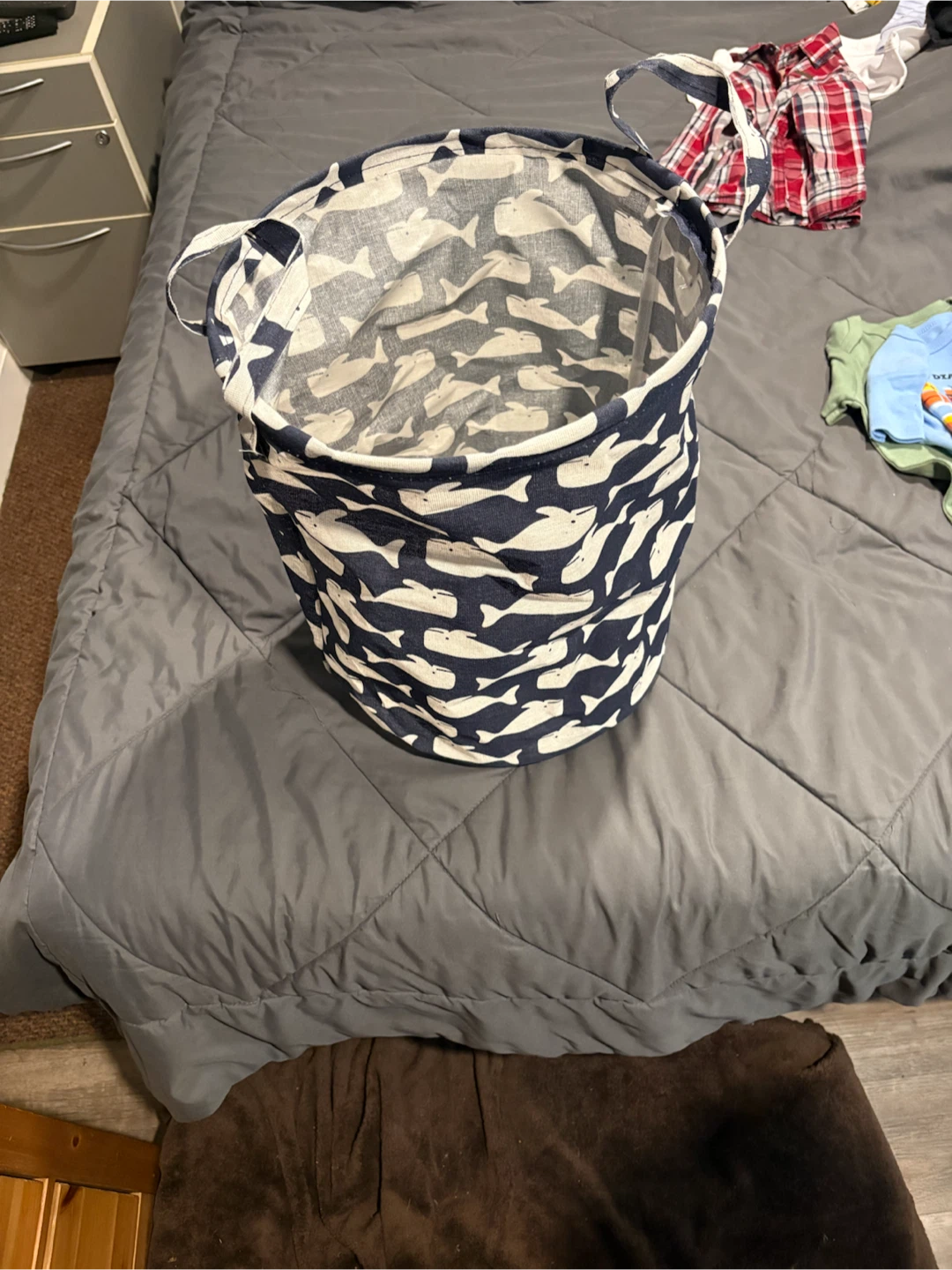 Kids Whale Pattern Laundry Hamper - photo 2