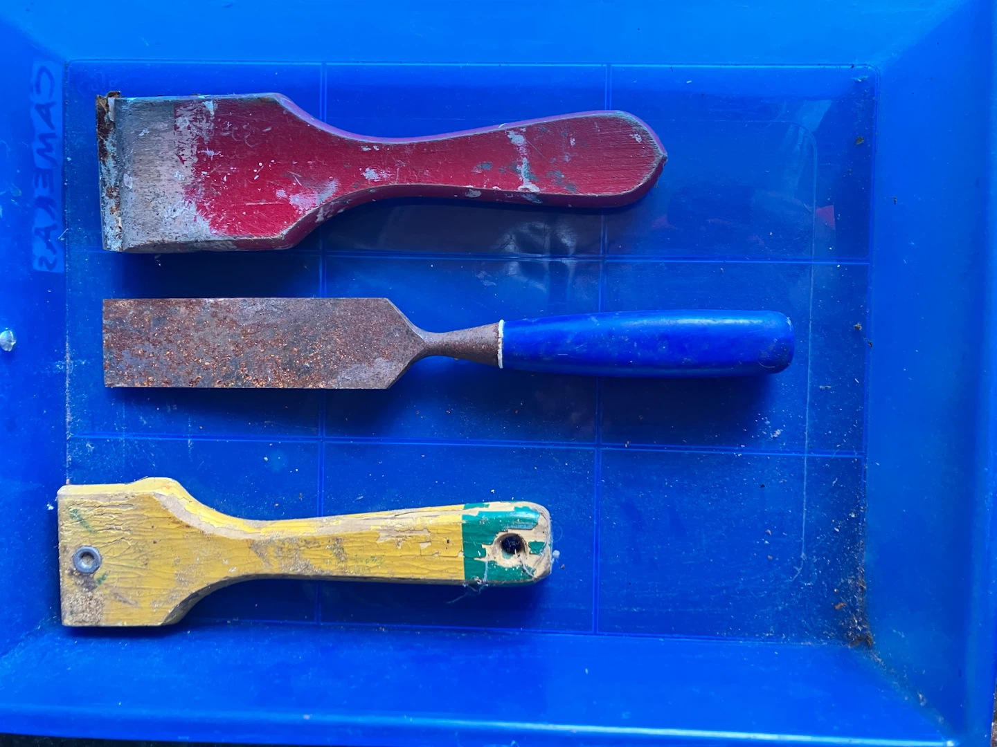 Set of 3 Vintage Scrapers and Chisel