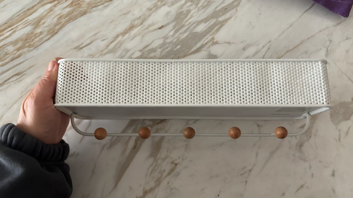Umbra white wall shelf with hooks - photo 2