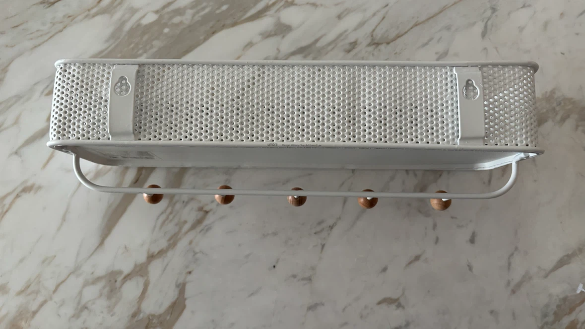 Umbra white wall shelf with hooks - photo 3