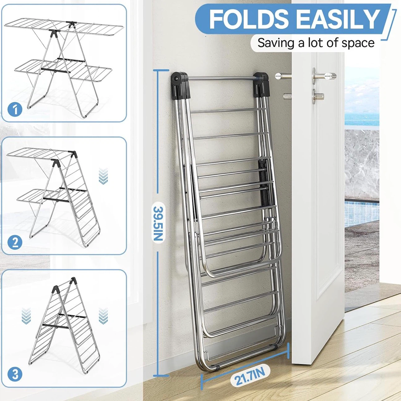 Collapsible Metal Laundry Drying Rack - photo 2