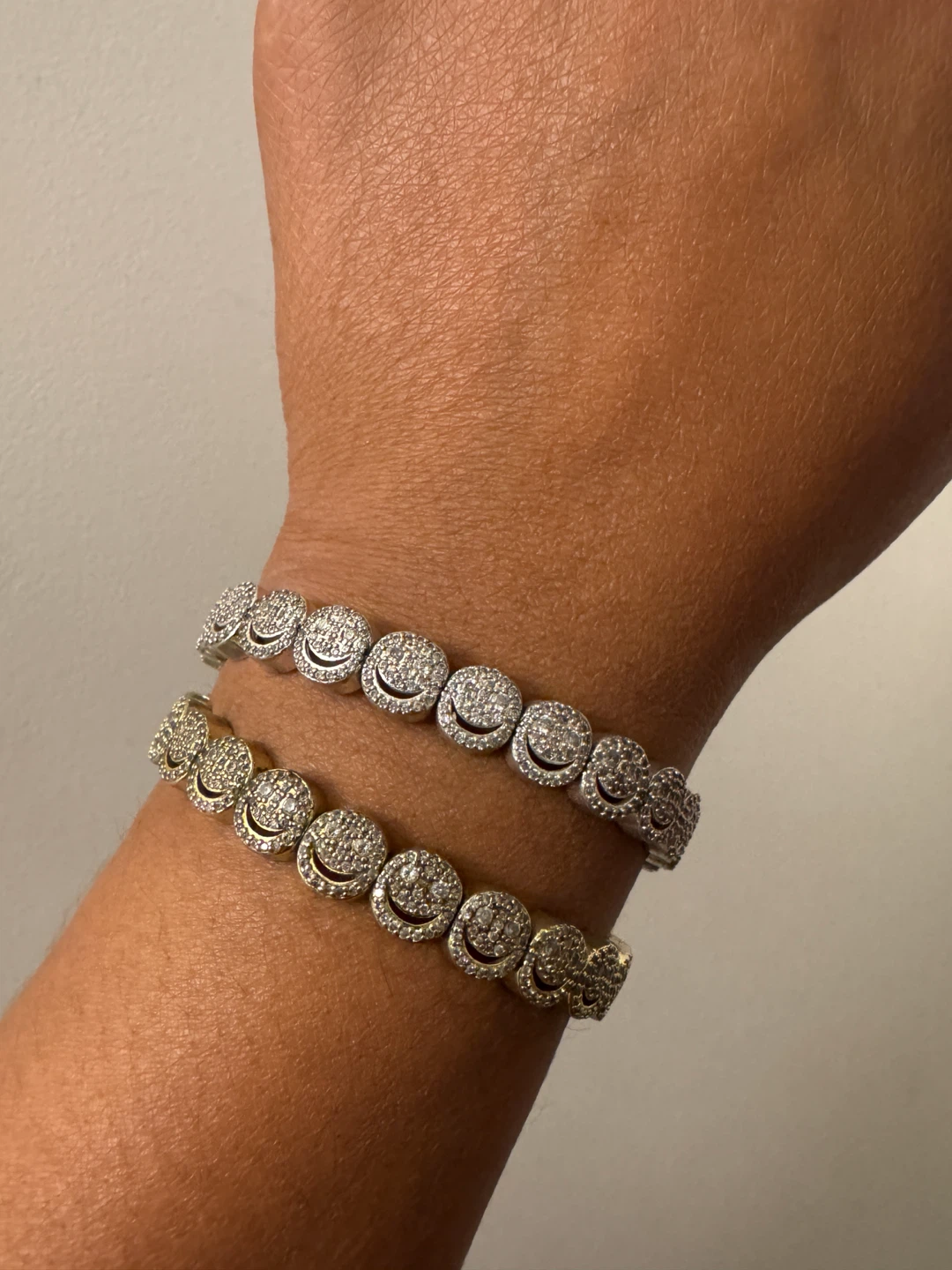 Lisa Gozlan Classic Pave Set of Two Smiley Face Tennis Bracelets