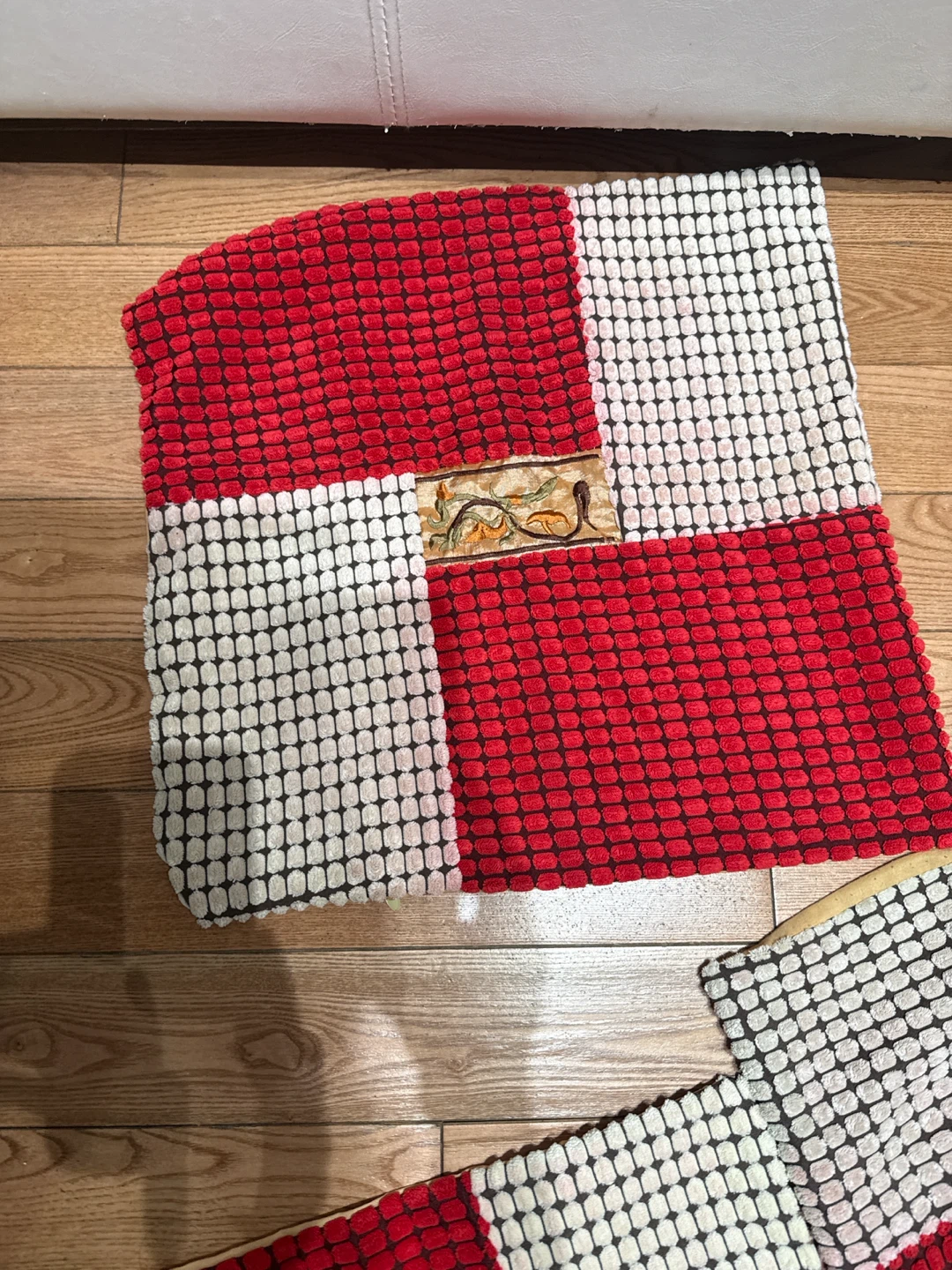 Three red and white patterned throw cushion covers - photo 2