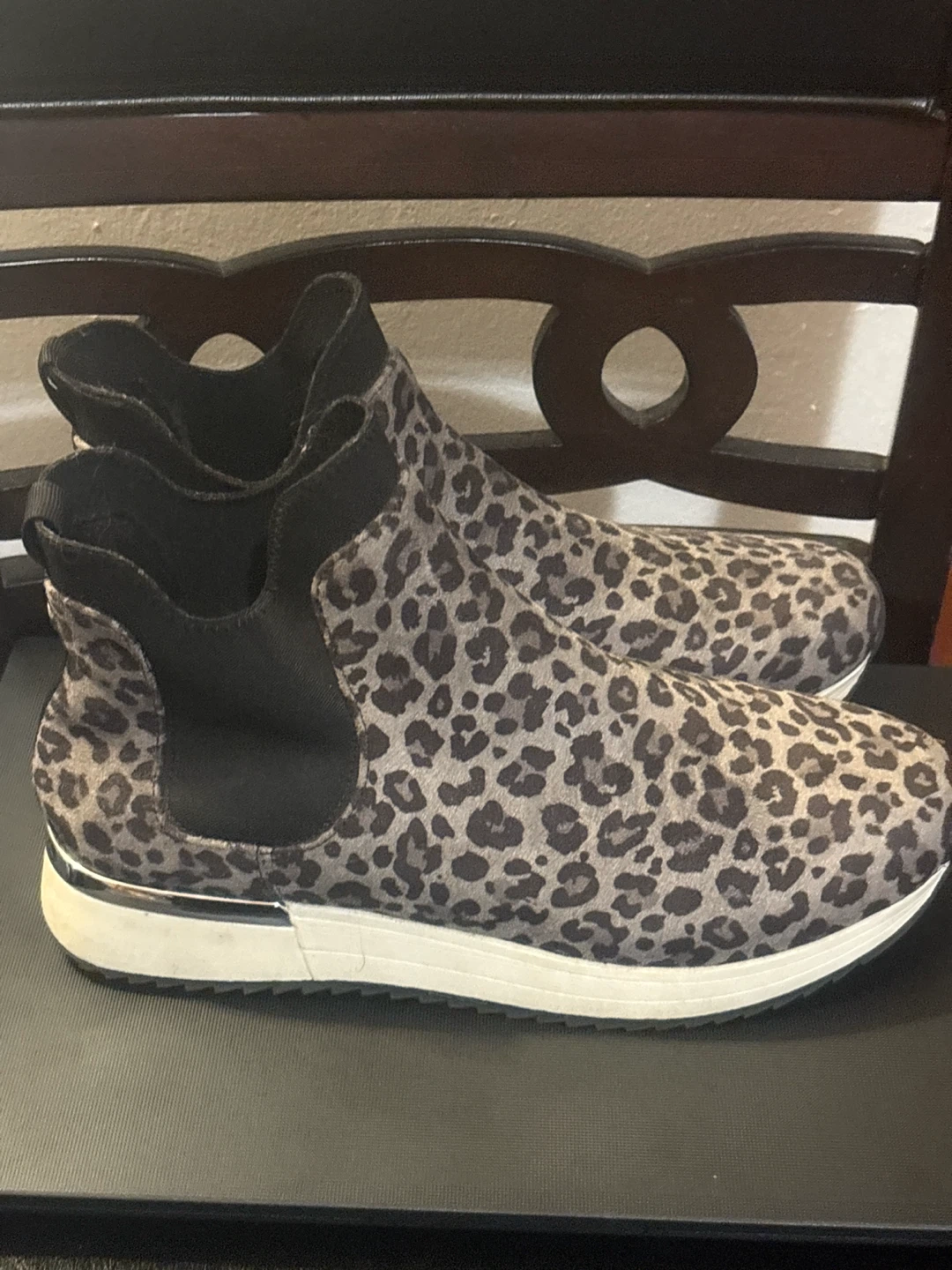 Kenneth Cole Leopard Print Slip-On Ankle Boots