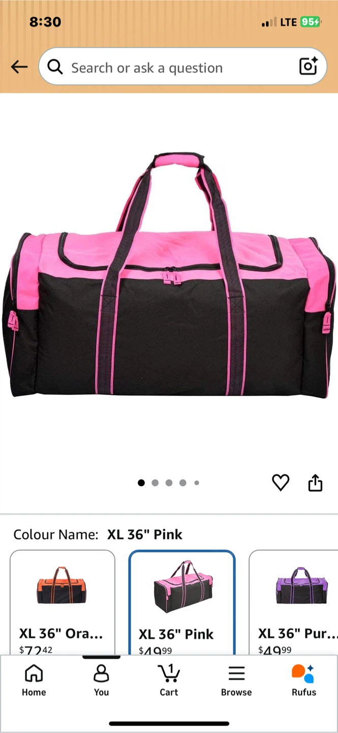 Extra Large 36 inch Pink and Black sport bag/luggage bag - photo 3