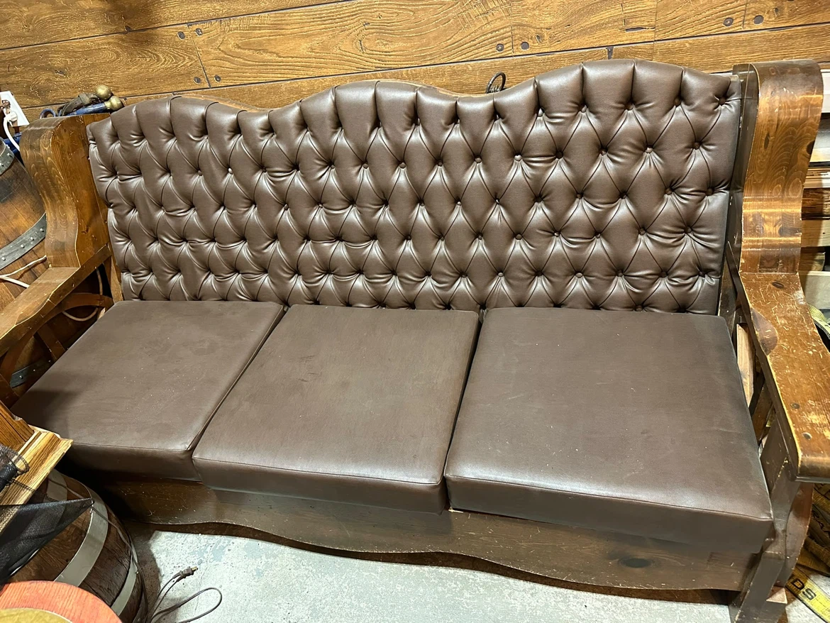 Vintage Brown Leather Tufted Sofa - photo 2