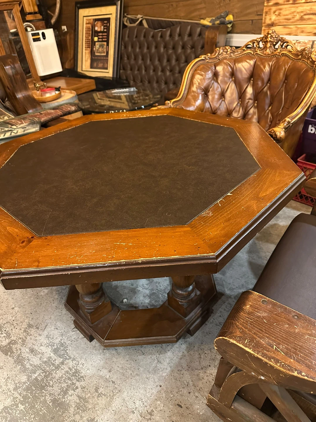 2 Rustic Wheel Armchair and Table - photo 5