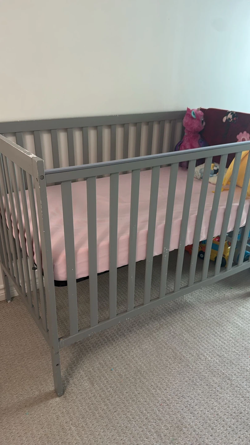 Grey Wooden Baby Crib