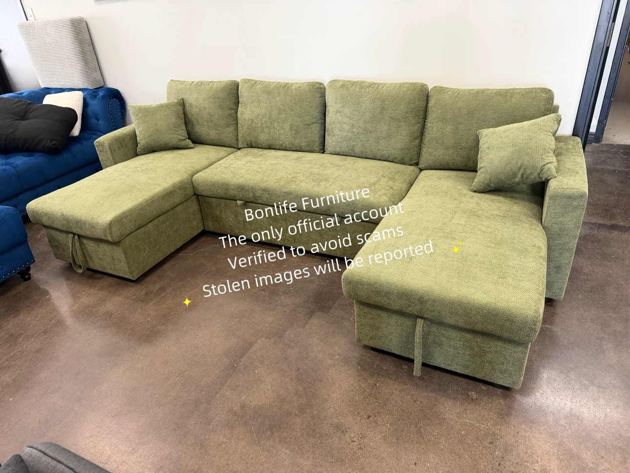 Large u shape sofa bed with dual storage chaise