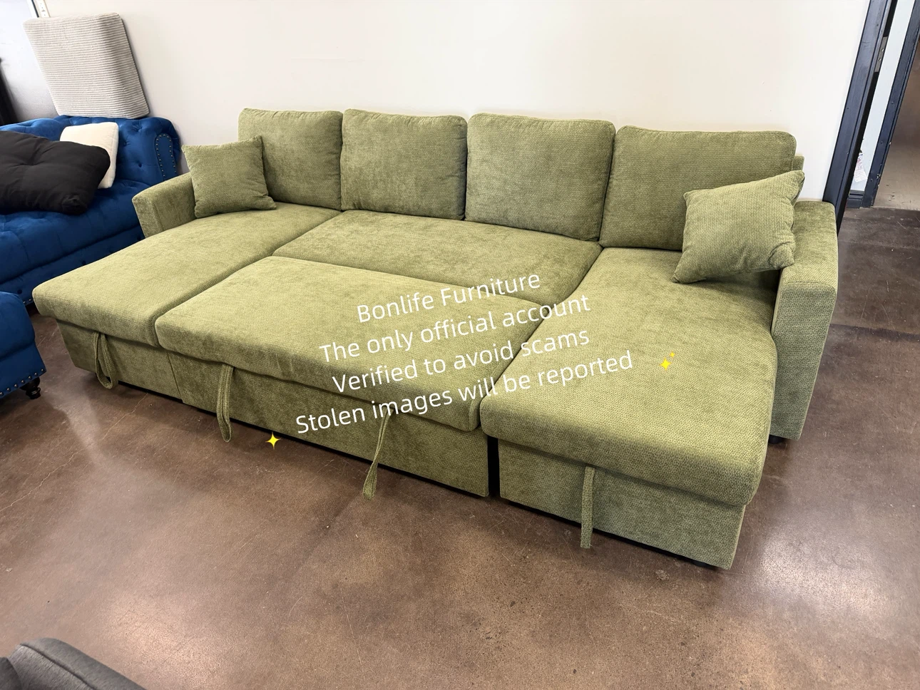 Large u shape sofa bed with dual storage chaise - photo 2
