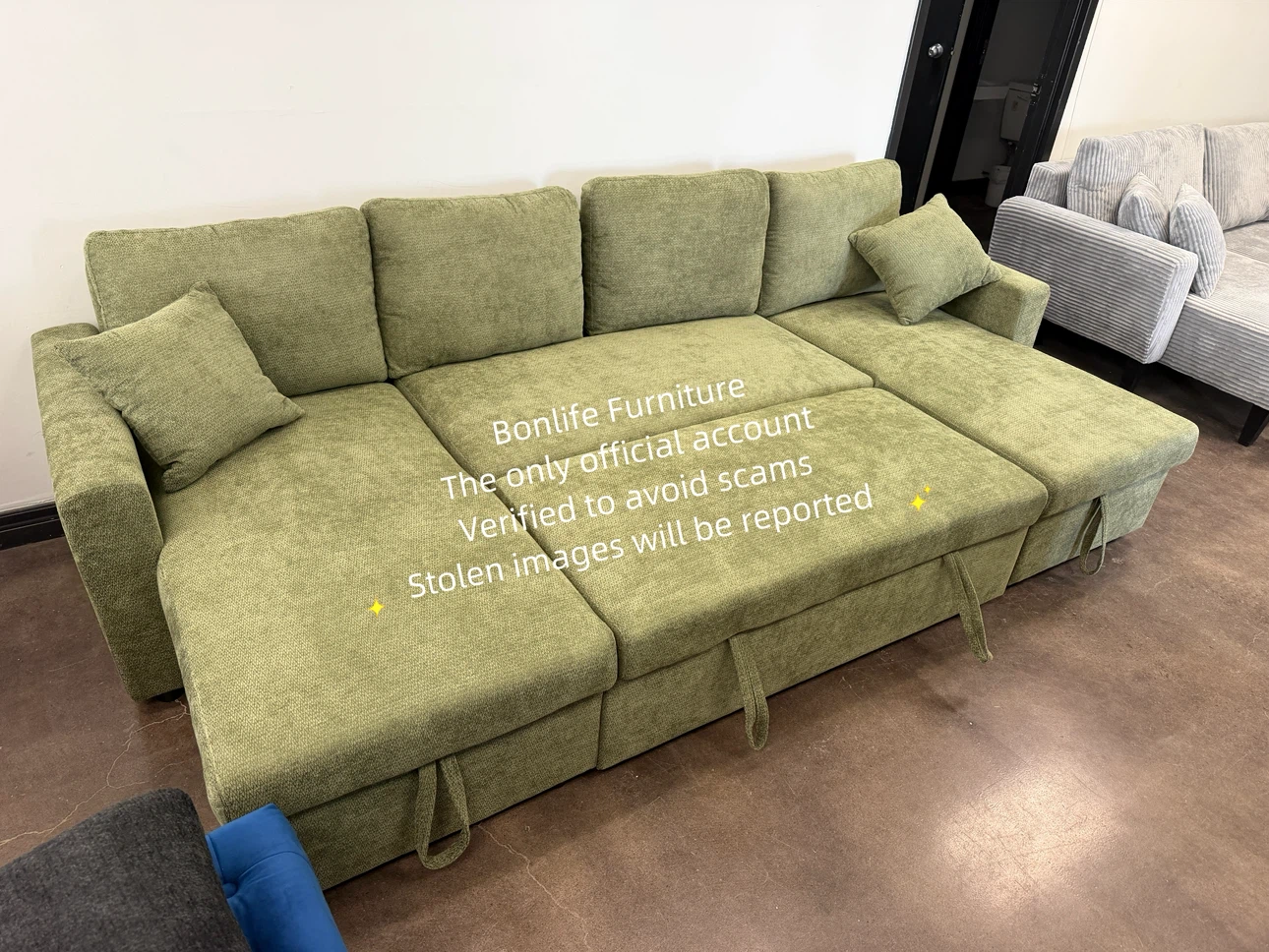 Large u shape sofa bed with dual storage chaise - photo 3