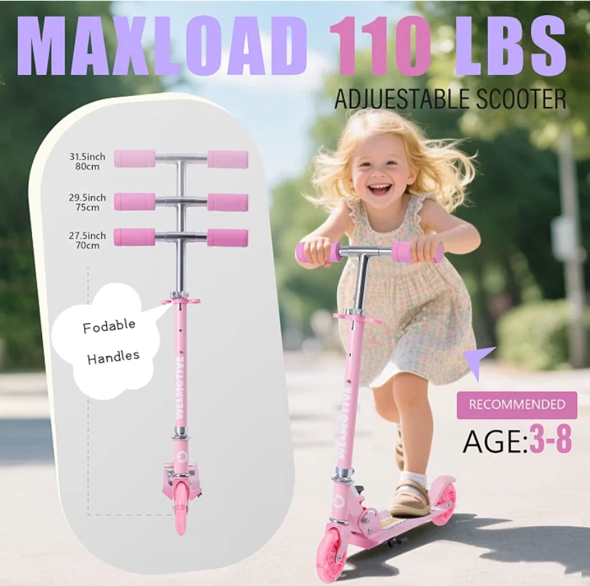 Welmotive Adjustable Pink Kids Scooter - photo 2