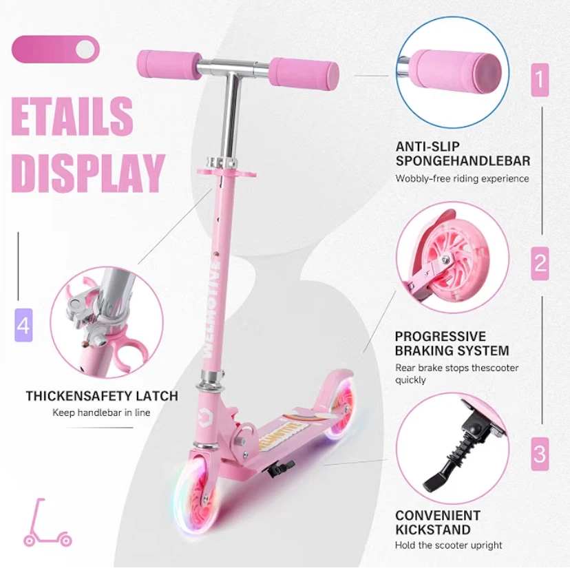 Welmotive Adjustable Pink Kids Scooter - photo 3