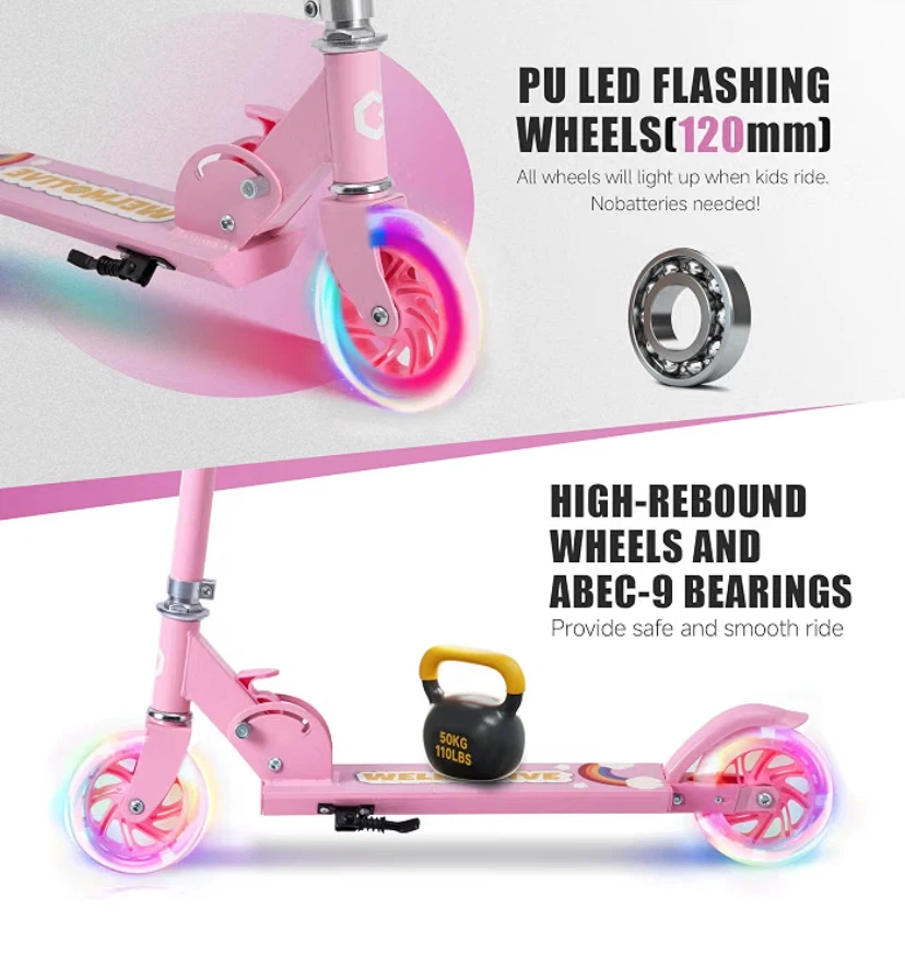 Welmotive Adjustable Pink Kids Scooter - photo 4