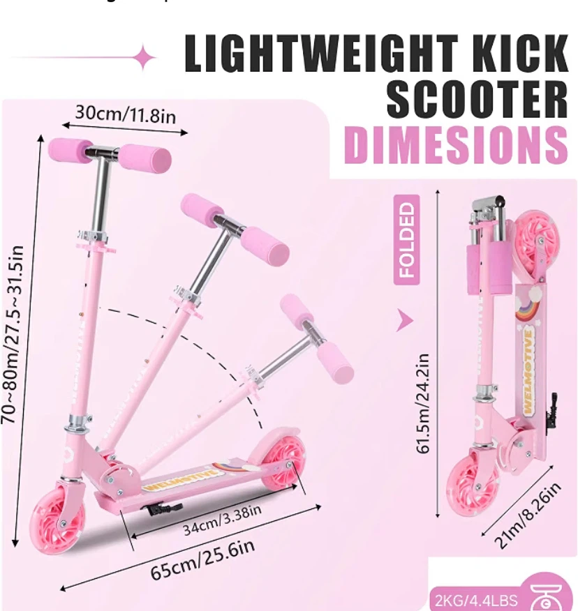 Welmotive Adjustable Pink Kids Scooter - photo 5