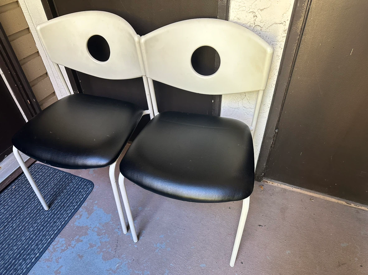Set of Two White and Black Chairs