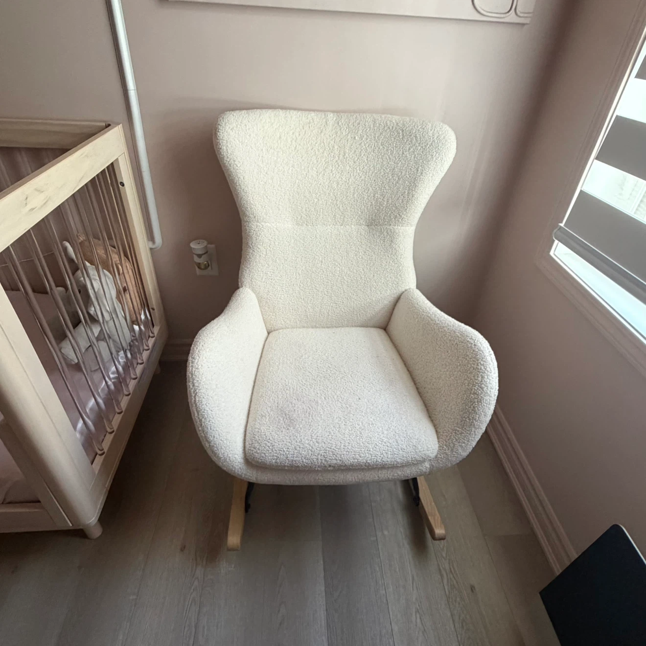 Cream Bouclé Rocking Chair
